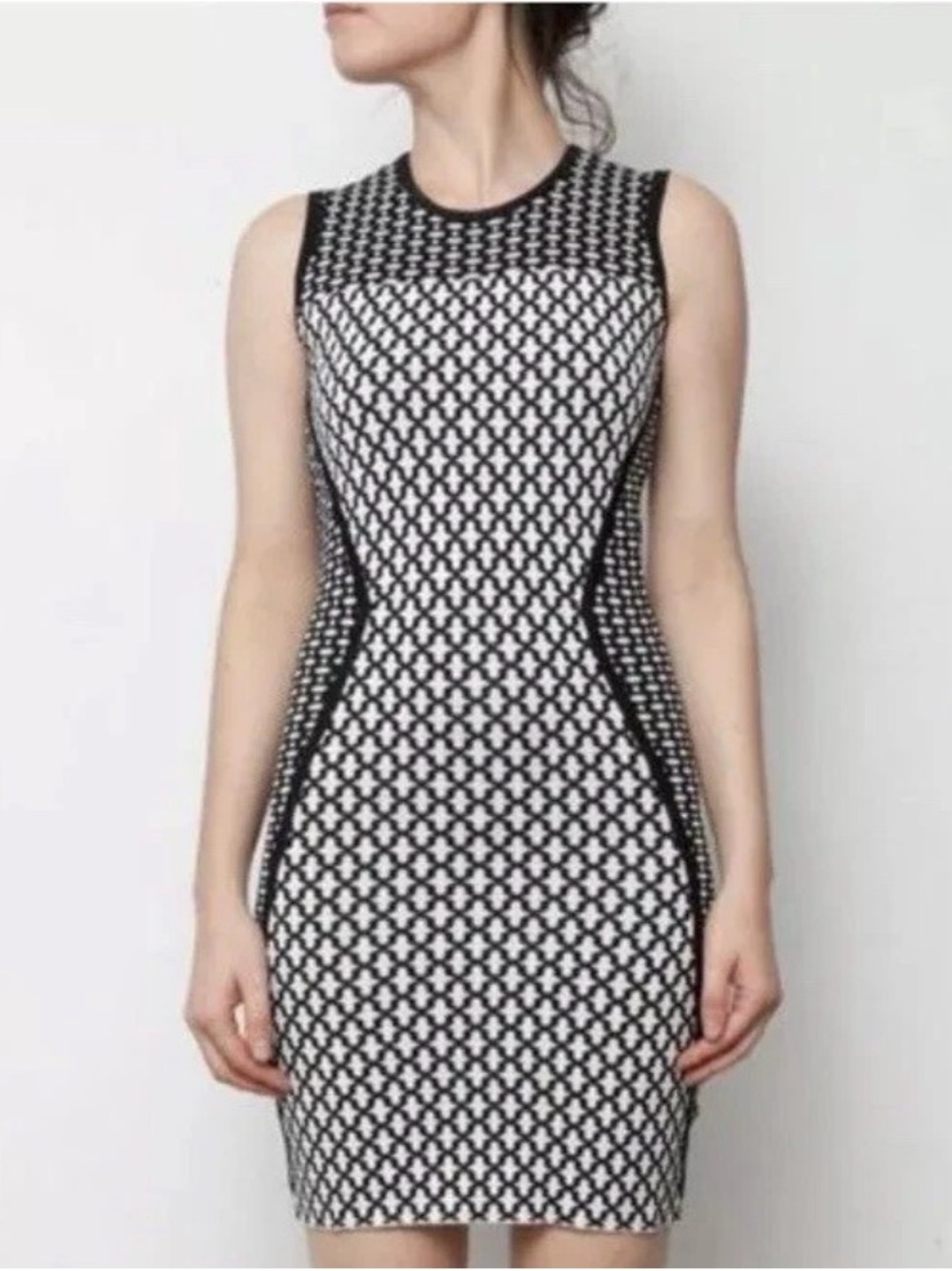 NEW TORN BY RONNY KOBO Tali Knit Bodycon Dress Black & White S - Picture 2 of 13